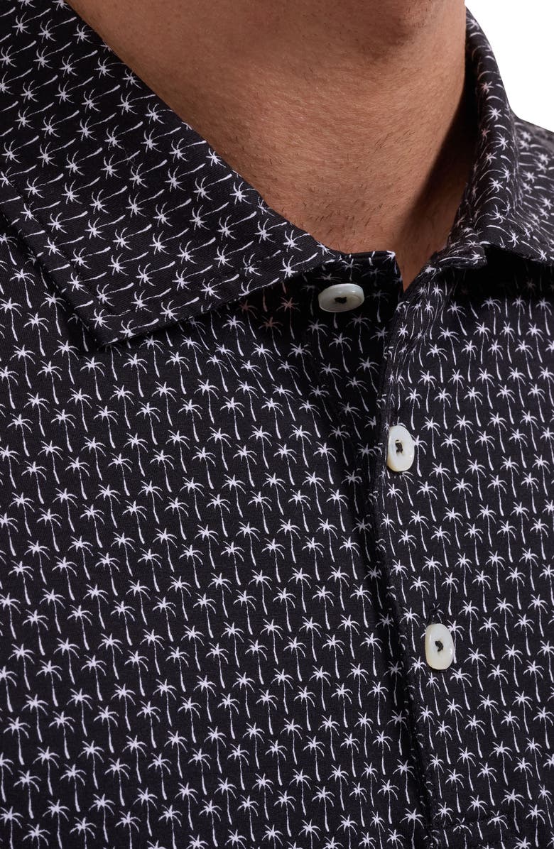 Bugatchi Victor OoohCotton<sup>®</sup> Palm Tree Print Polo, Alternate, color, Black