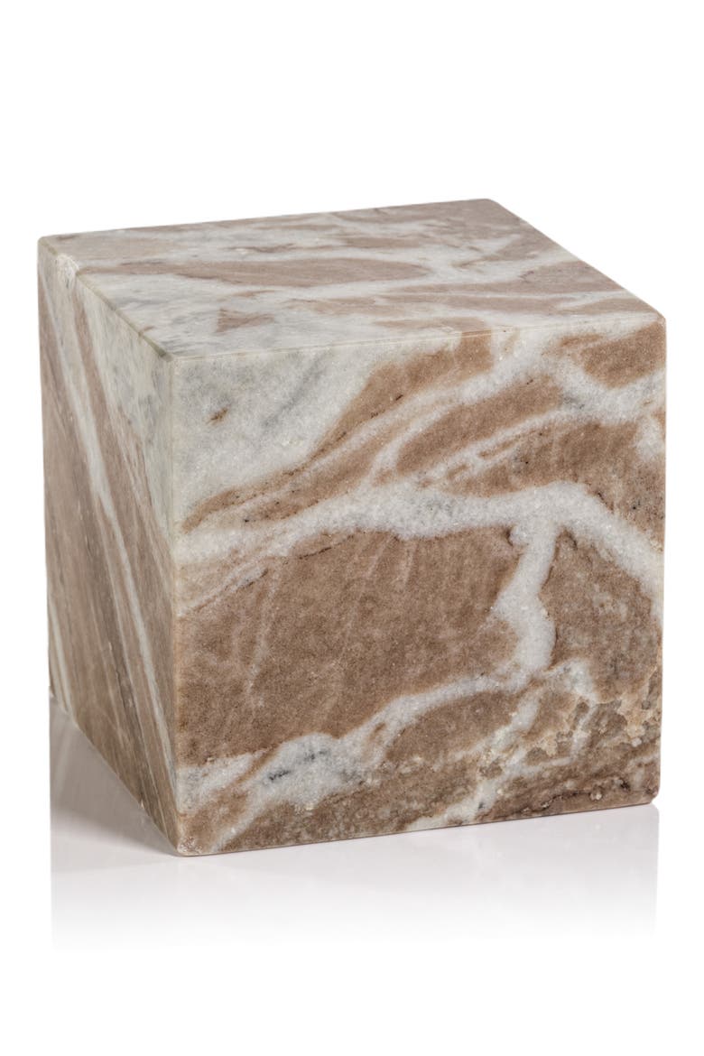 Altamura Square Marble Bookend, Main, color, BROWN
