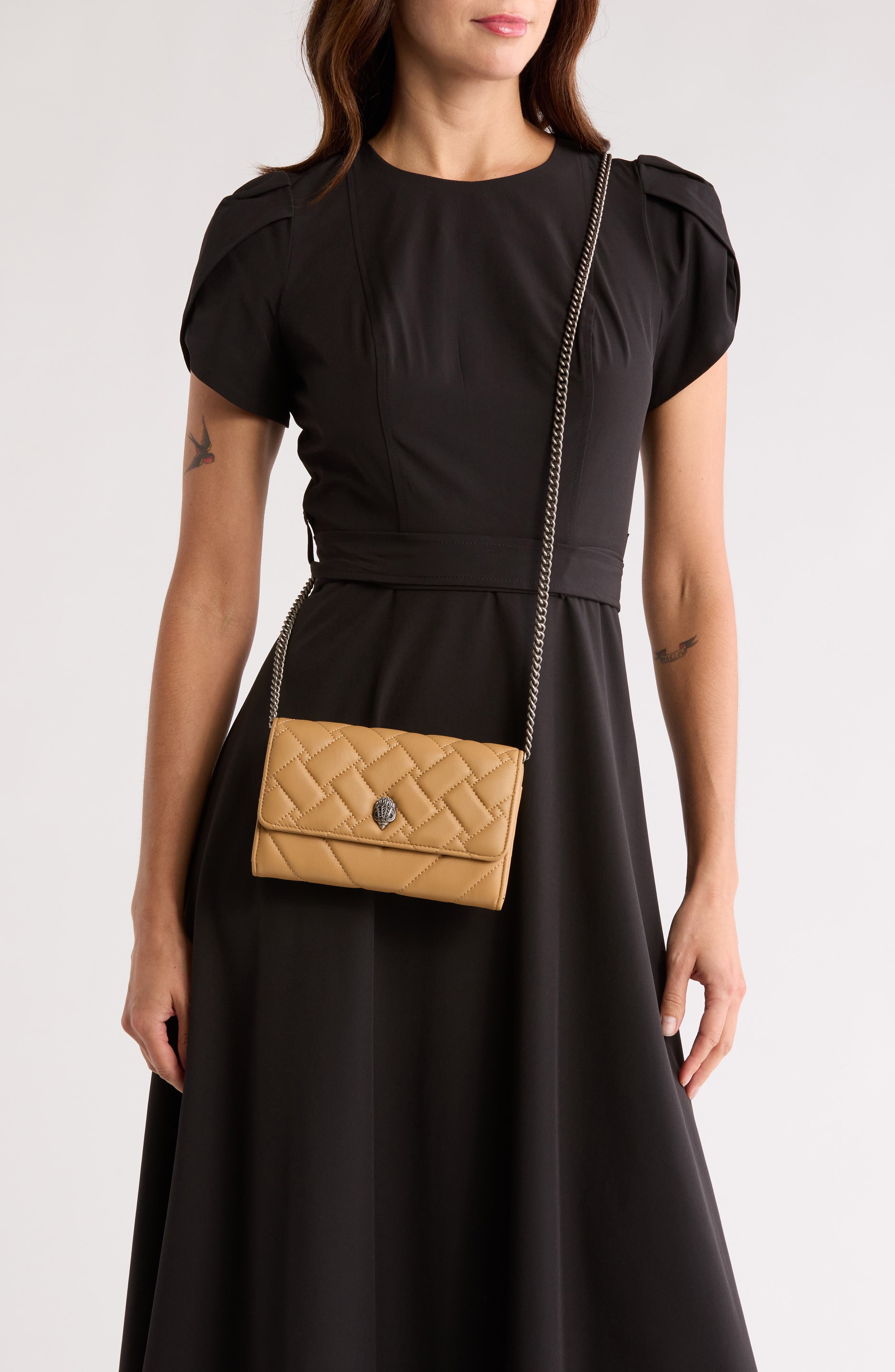 Kensington Quilted Leather Wallet on a Chain, Alternate, color, CAMEL