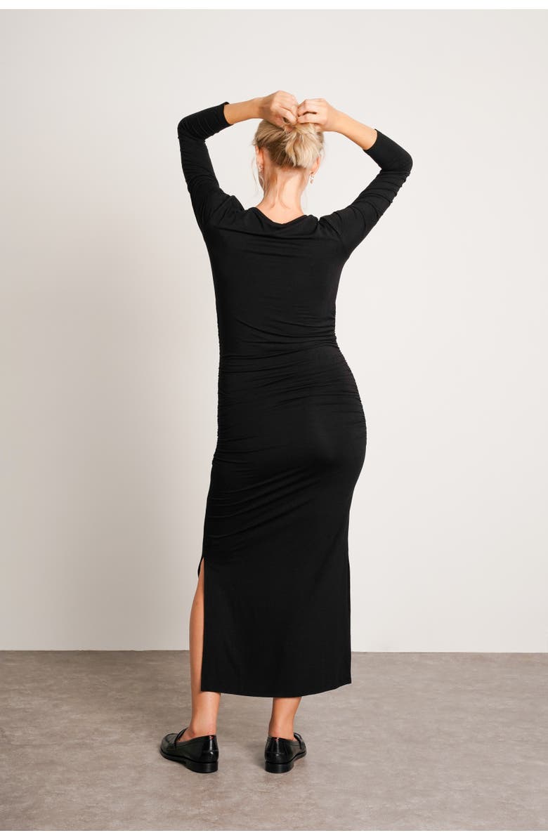 Nom Maternity Curve Long Sleeve Maternity Maxi Dress, Alternate, color, Black