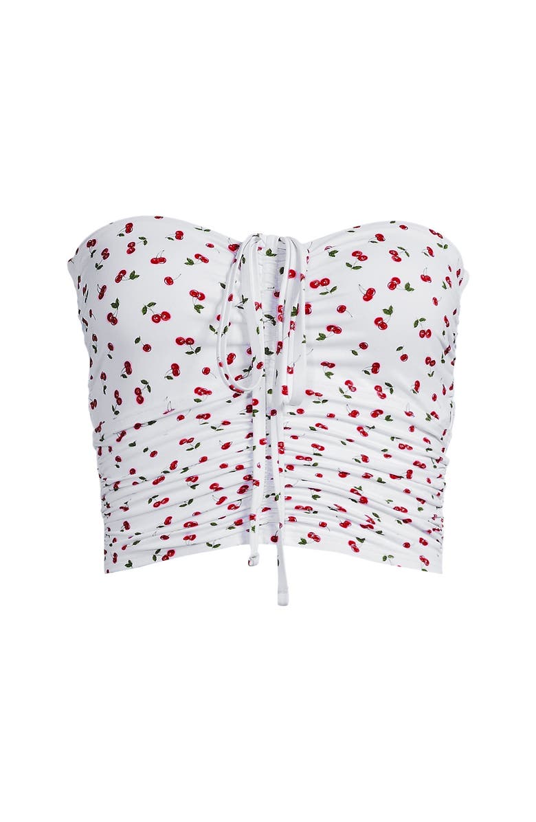 Lands' End Womens Ruched Halter Tankini Top, Alternate, color, Cherry Jam Cherries/White