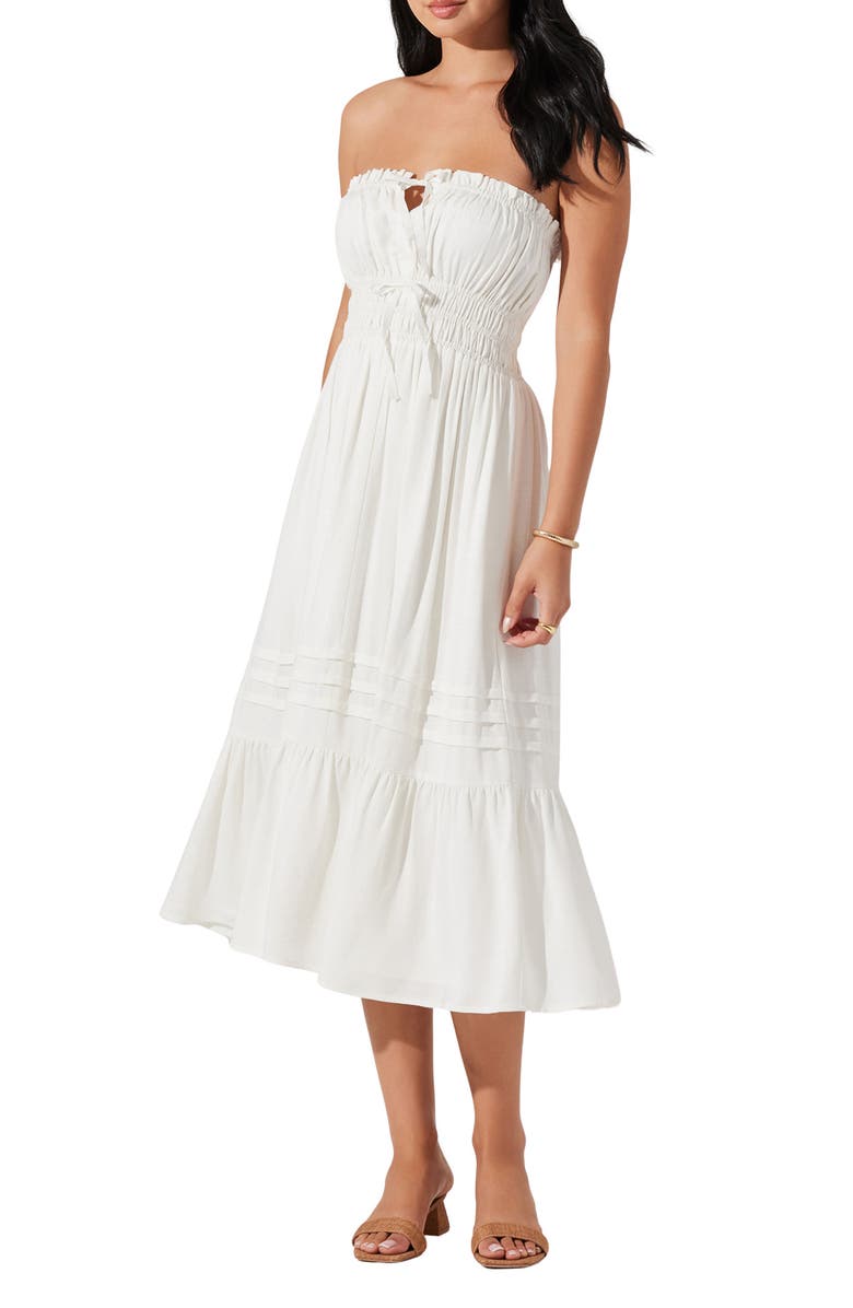 ASTR the Label Aubrie Strapless Midi Sundress, Alternate, color, White