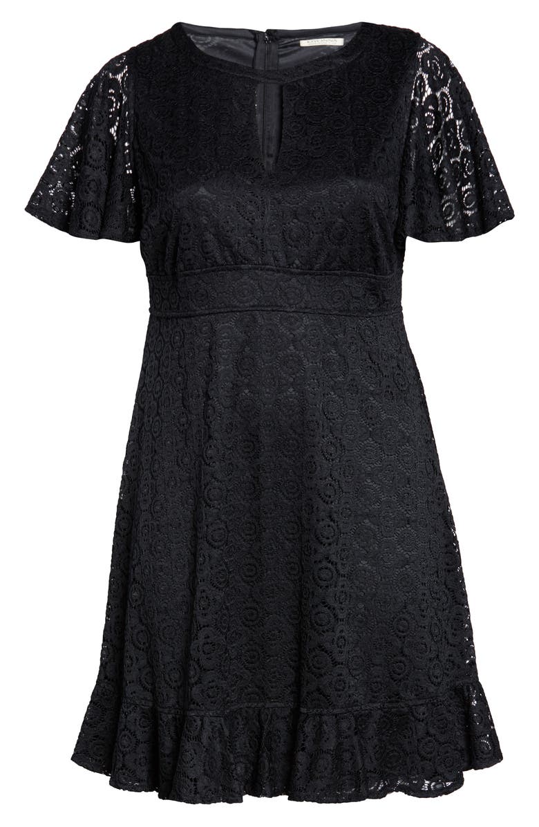 Kiyonna Middleton Ruffle Hem Lace Dress, Alternate, color, 