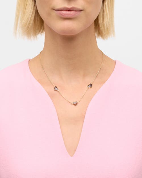 Jan Leslie Triple Station Heart 20" Necklace Set In Sterling Silver With 18k Gold Overlay In Red