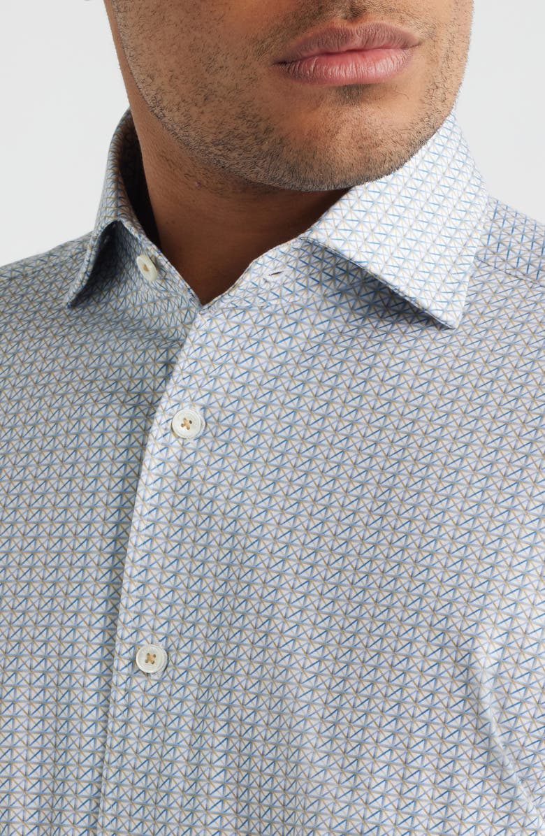 Bugatchi Devon OoohCotton<sup>®</sup> Geometric Print Long Sleeve Button-Up Shirt, Alternate, color, Sand