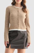 Lush Contrast Cable Knit Cardigan