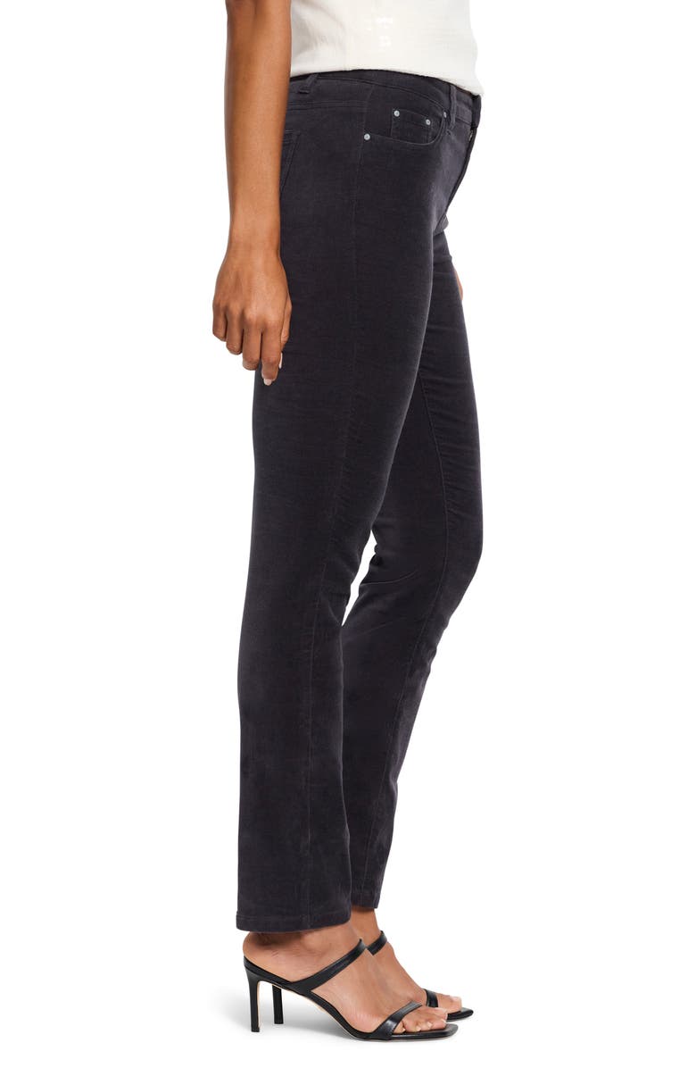 NIC+ZOE High Waist Stretch Velveteen Straight Leg Ankle Pants, Alternate, color, Charcoal