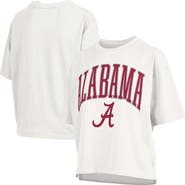 PRESSBOX Women's Pressbox White Alabama Crimson Tide Nelson Arch Over Logo Waist Length Oversized Slub T-Shirt