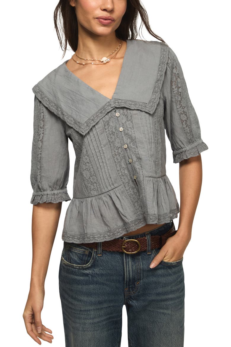 Lace Peplum Top, Main, color, TRADEWINDS