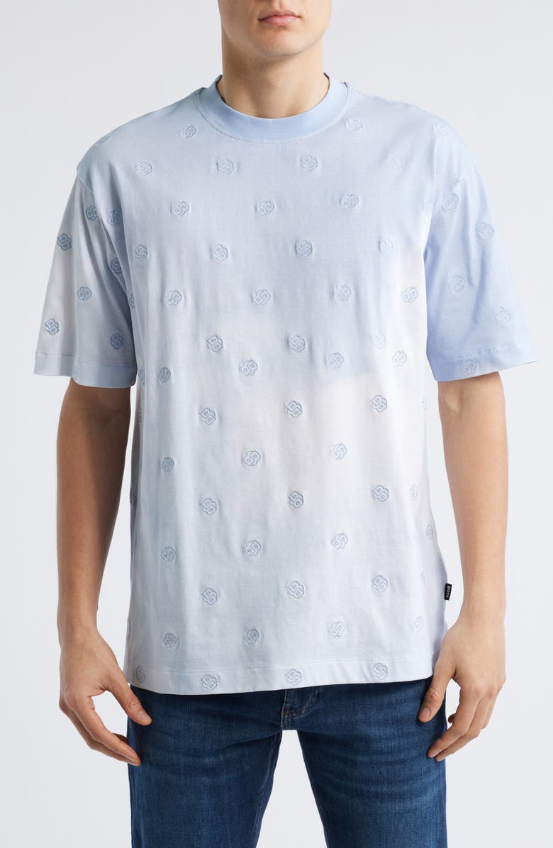 BOSS Tames Logo Embroidered T-Shirt, Main, color, Light Blue