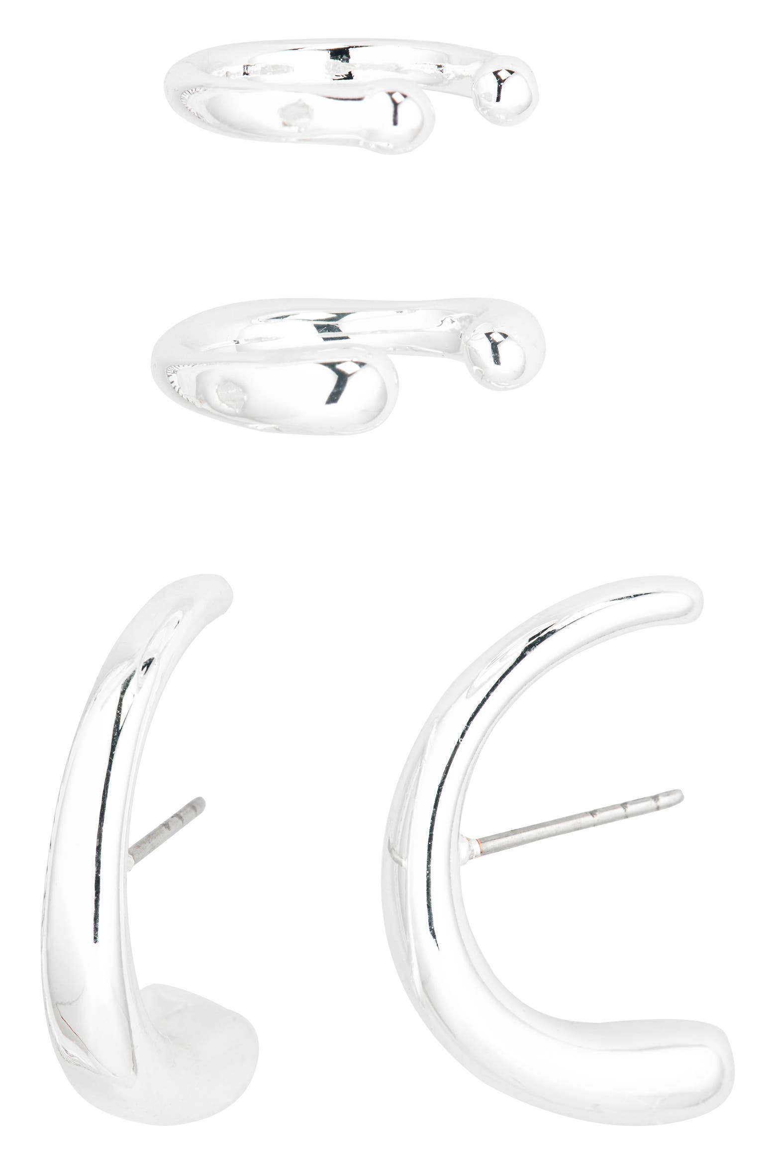 Ear Cone Rack Open Edit Curved Stud Earring & Ear Cuff Set | Nordstromrack