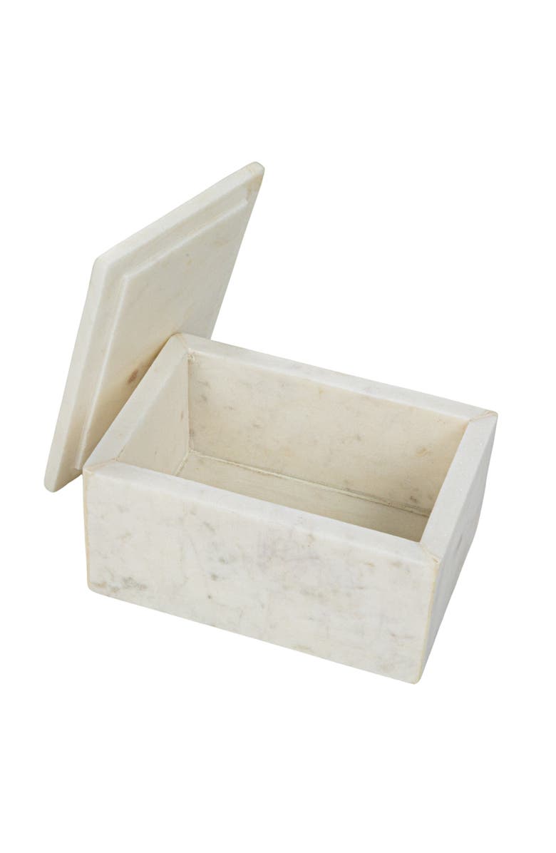 Storied Home Marble Box Storage Container with Lid, White, Alternate, color,