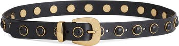 Cabochon Studded Leather Western Belt