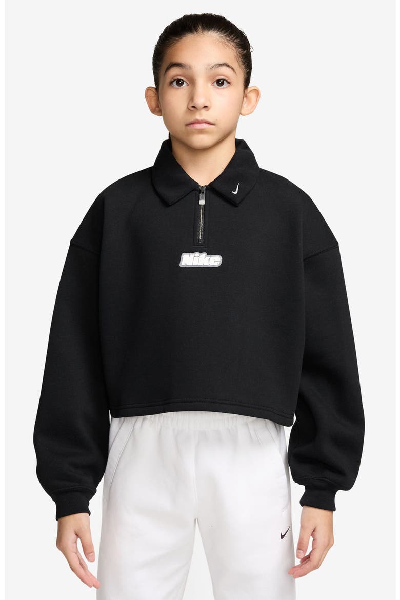 Kids' Studio Fleece Quarter Zip Pullover, Main, color, 010 BLACK/WHITE