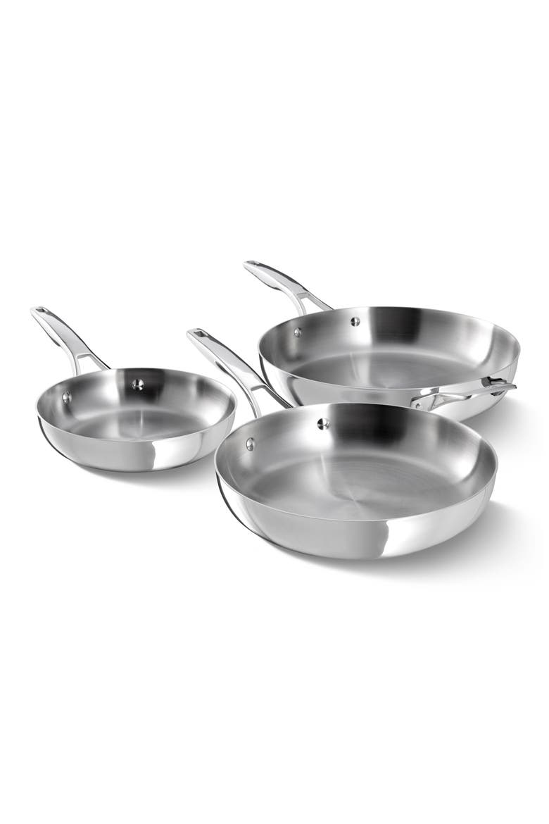 Premier Stainless Steel 3-Piece Fry Pan Set, Main, color, STAINLESS STEEL