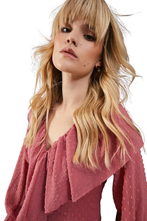 Warehouse Dobby Chiffon Midi Dress In Pink