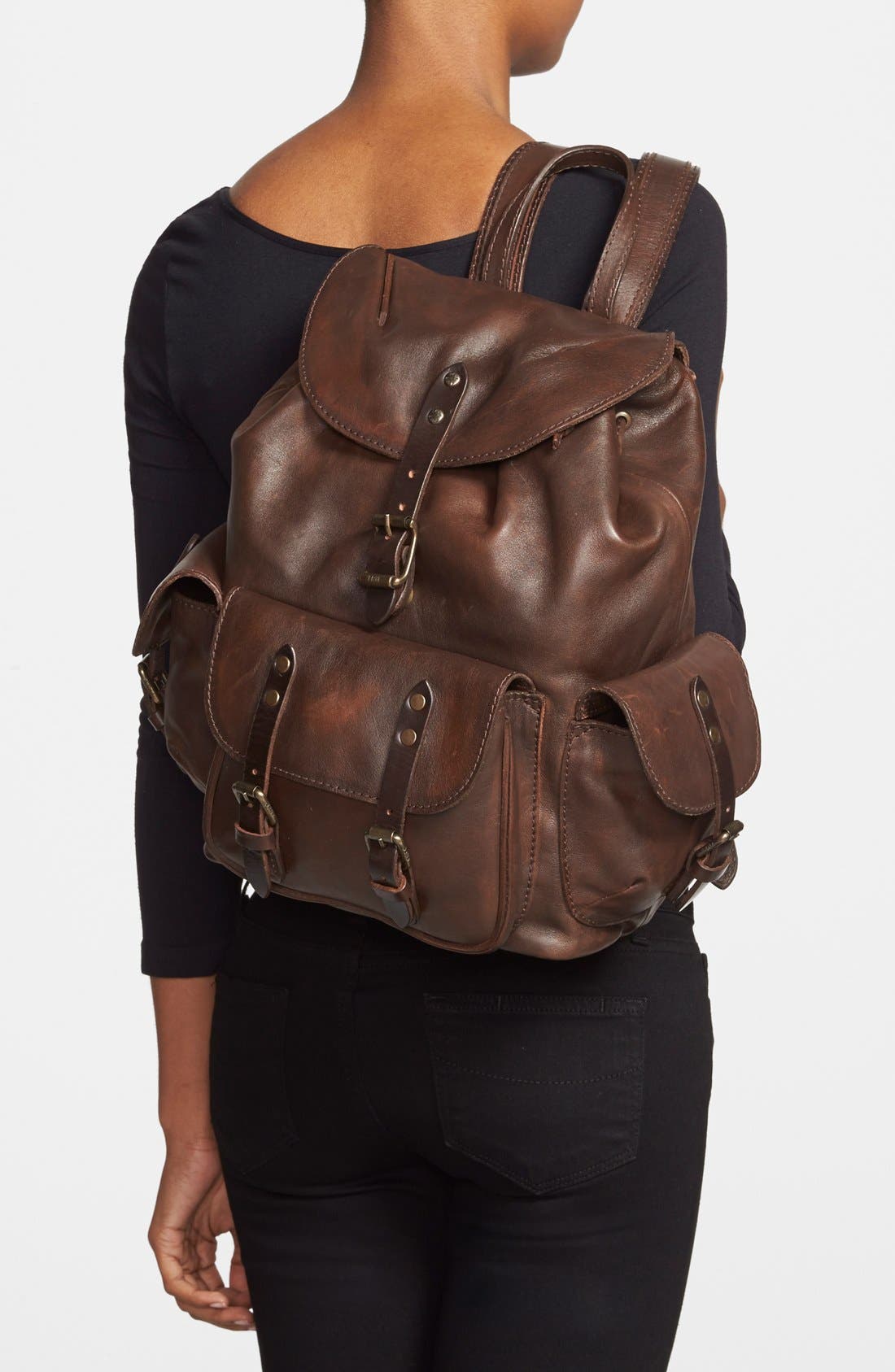 'Veronica' Leather Backpack, Alternate, color, MAPLE