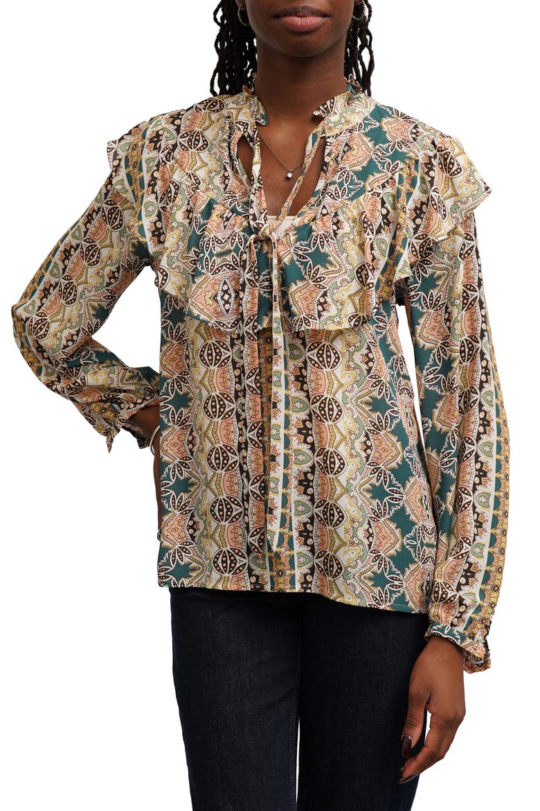 Capelet Neck Tie Front Top, Main, color, JOCELYN
