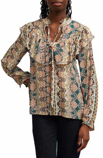 Capelet Neck Tie Front Top