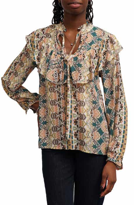 Capelet Neck Tie Front Top