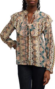 SUNNY LEIGH Capelet Neck Tie Front Top