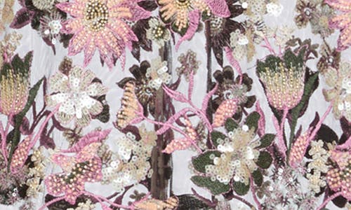 Sau Lee Goldie Embellished Long Sleeve Sheer Mermaid Gown In Multi