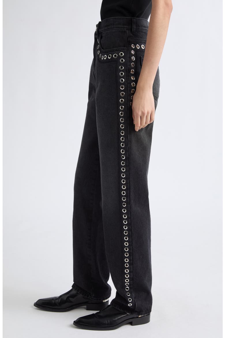 Grommet Detail Slight Flare Jeans, Alternate, color, 00N99 BLACK