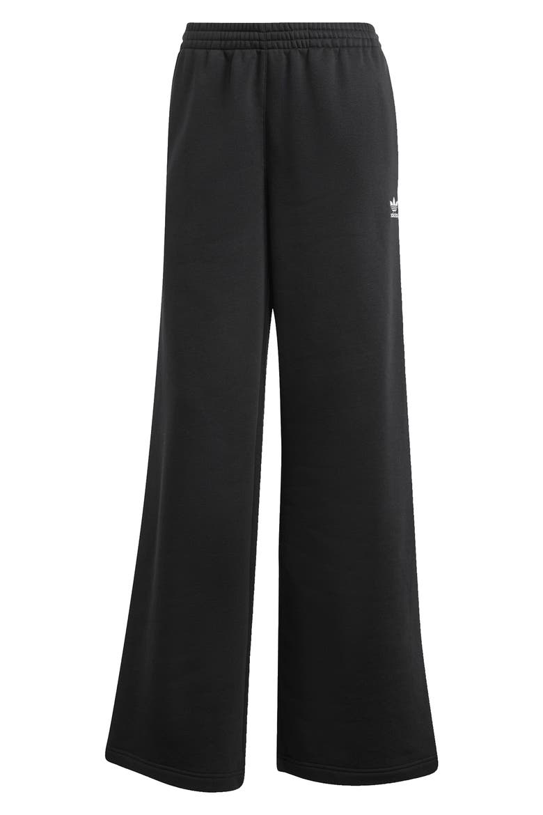Essentials Fleece Wide Leg Pants, Alternate, color, BLACK/
