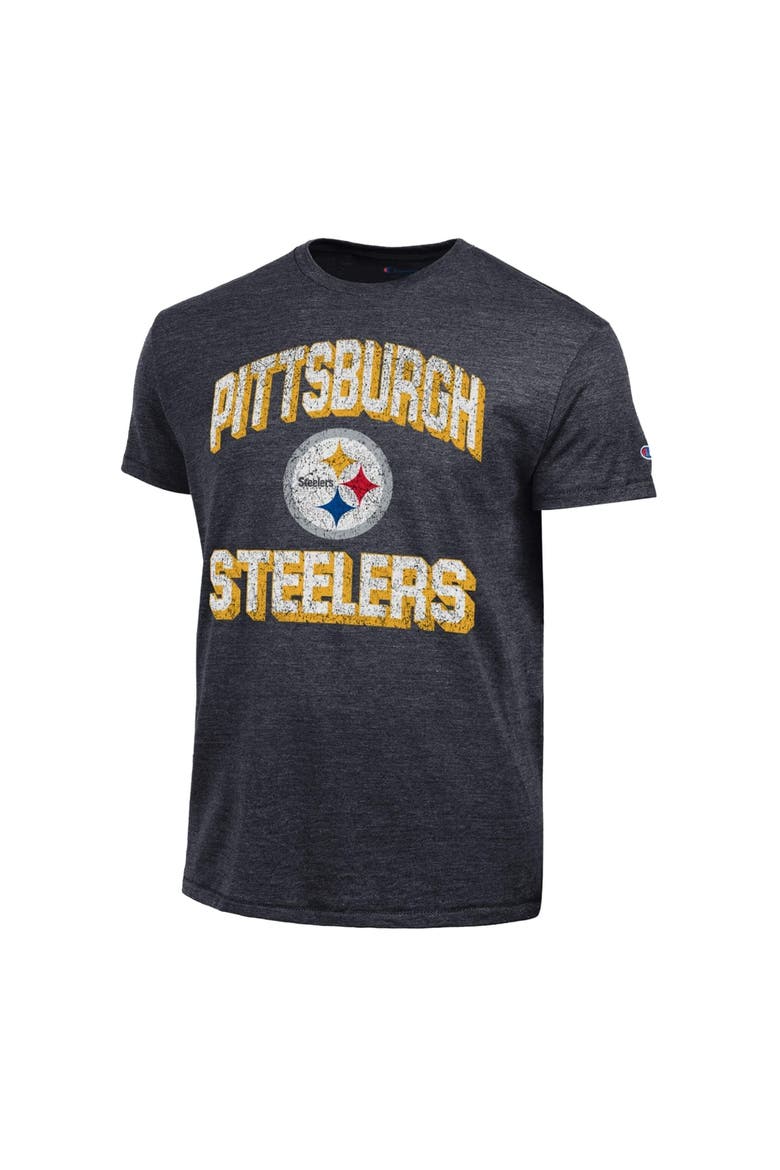 Men's Champion  Heather Black Pittsburgh Steelers Ultimate Tri-Blend T-Shirt, Alternate, color, Heather Black