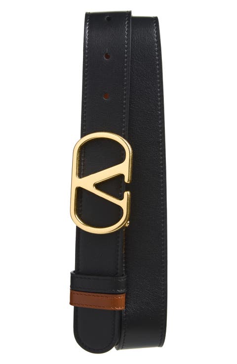 VLOGO Buckle Reversible Leather Belt