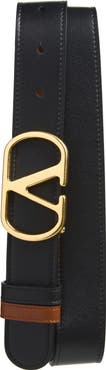 Valentino VLOGO Buckle Reversible Leather Belt
