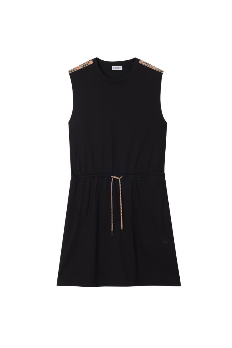 Check Trim Cotton Jersey Dress, Alternate, color, Black