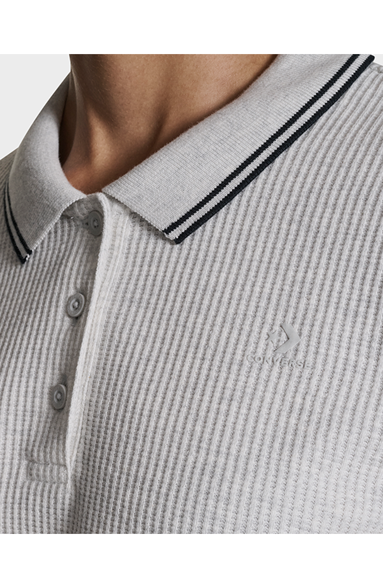 Converse Cropped Waffle Polo, Alternate, color, Light Grey Heather