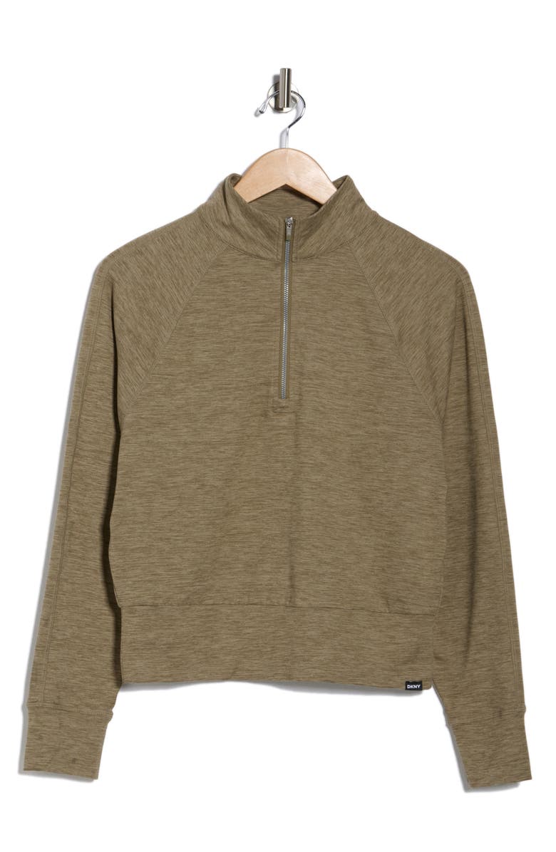 DKNY Space Dye Half Zip Sweatshirt, Alternate, color, Utility Green Space