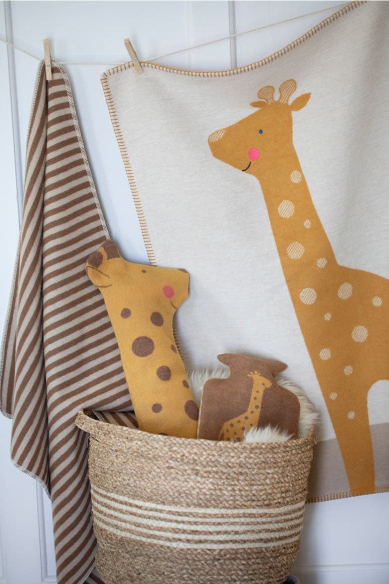 Lili Giraffe With Embroidery Baby Blanket, Alternate, color, Offwhite
