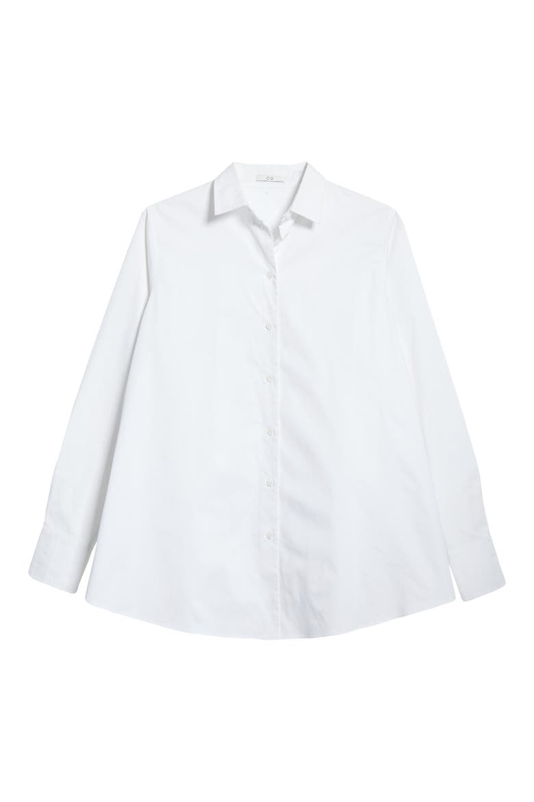A-Line Cotton Poplin Shirt, Alternate, color, WHITE