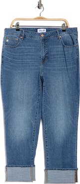 Seven7 High Waist Straight Leg Cuffed Hem Jeans