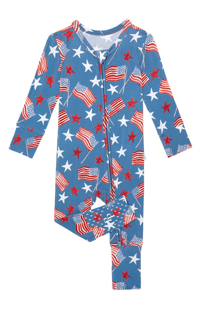 Posh Peanut Flag Print Convertible Footie, Main, color, Blue