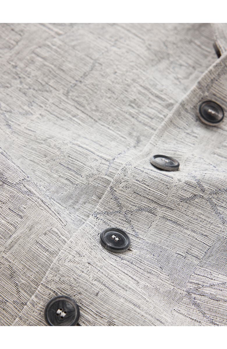 John Varvatos Ollie Cotton & Linen Blend Jacquard High Button Jacket, Alternate, color, Twine