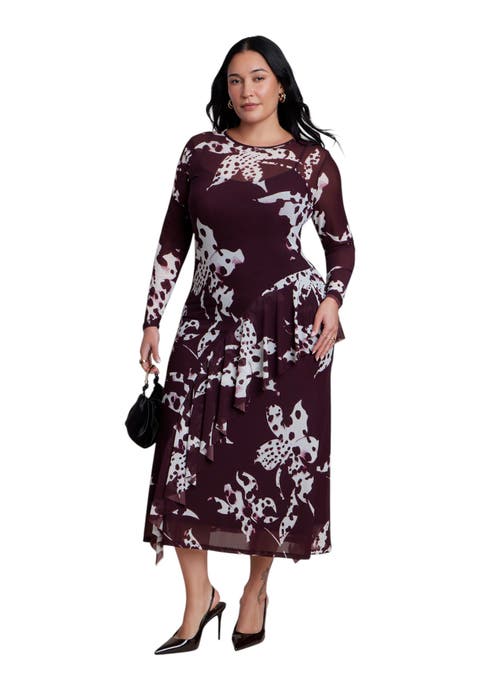 Asym Printed Midi Dress