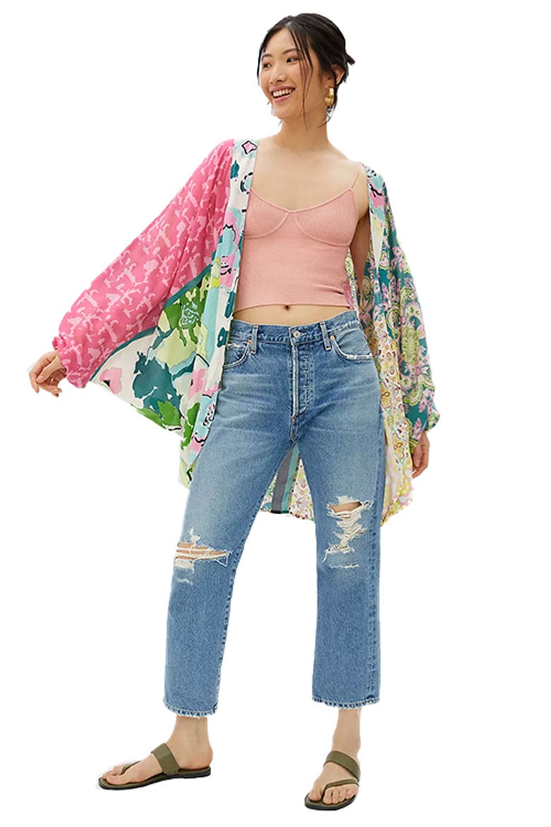 Mixed Pattern Jacket, Alternate, color, PINK