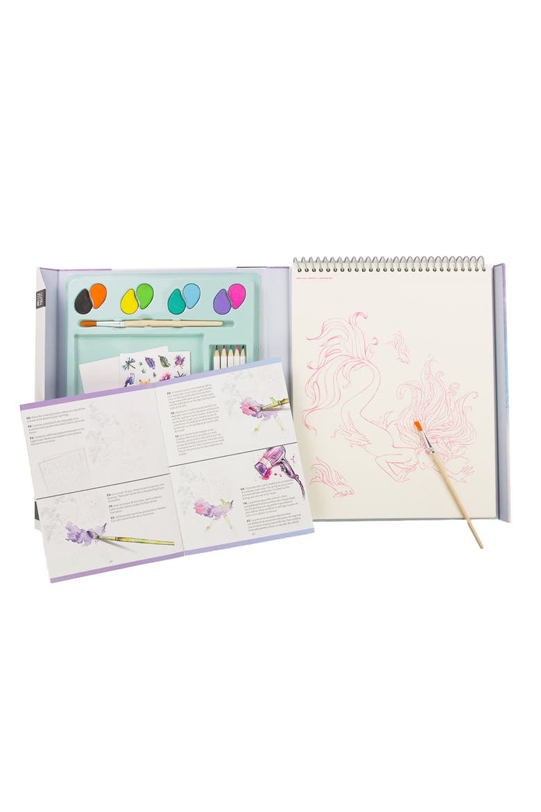 SpiceBox Style Me Up Fantastic Unicorn, Mermaids and Fairies, Watercolor Painting Kit, Alternate, color, Multicolored