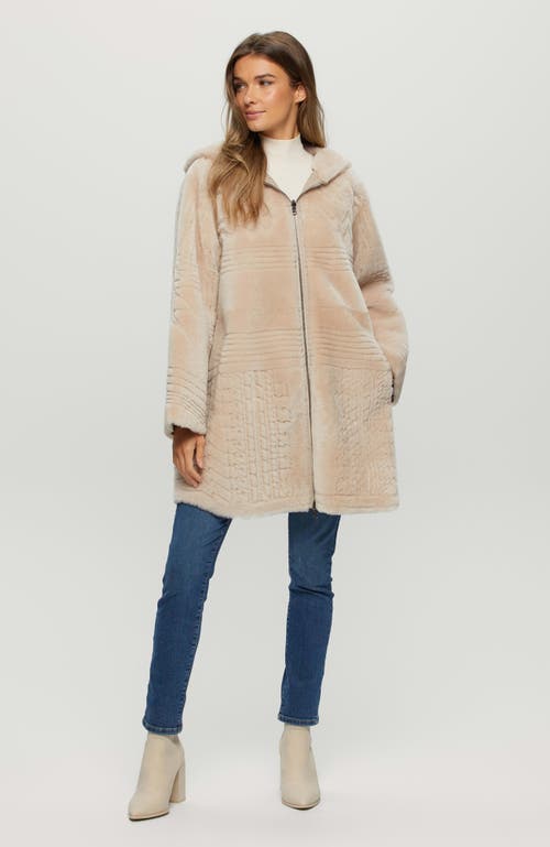 Gorski Reversible Shearling Parka With Pattern In Brown