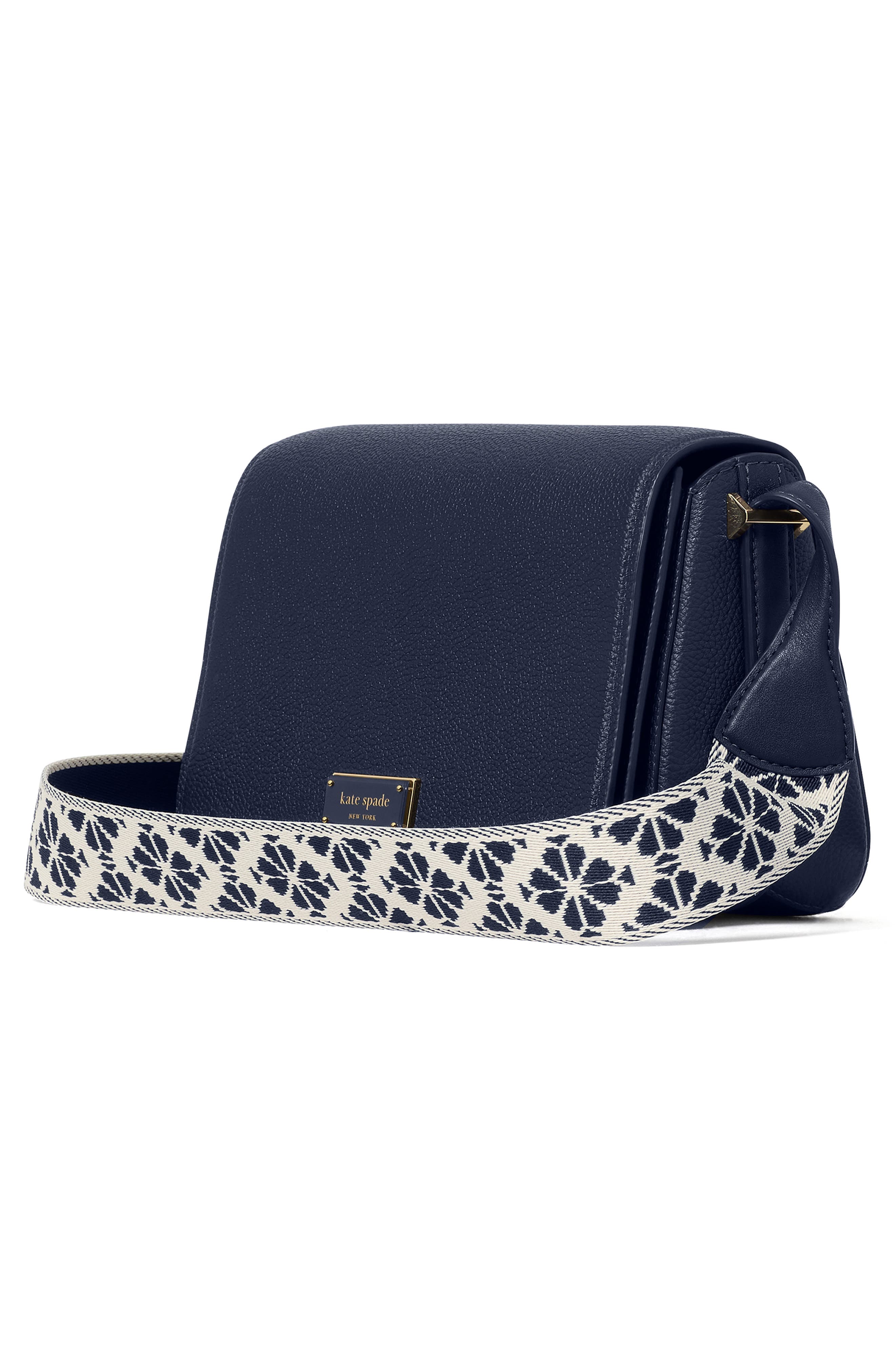 Kate Spade New York small liv pebble leather flap crossbody bag, Alternate, color, Parisian Navy