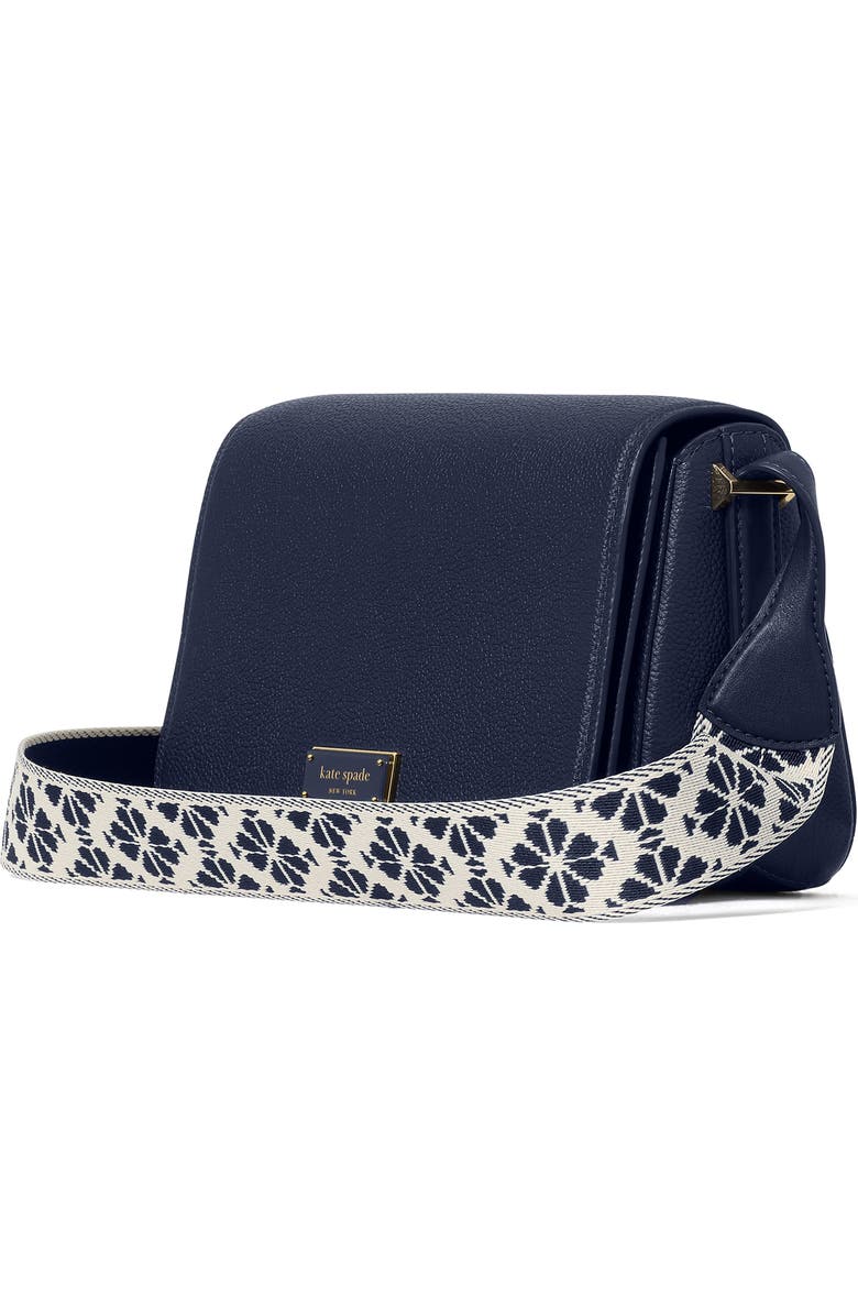 Kate Spade New York small liv pebble leather flap crossbody bag, Alternate, color, Parisian Navy