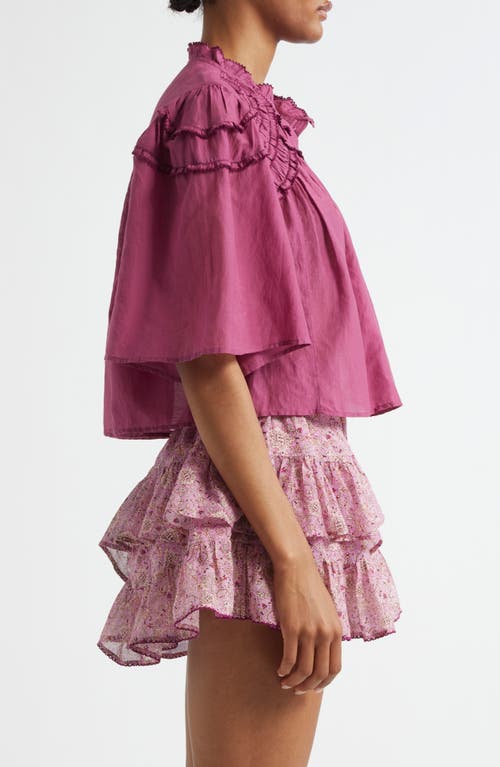 Isabel Marant Étoile Carmen Crop Ruffle Top In Pink