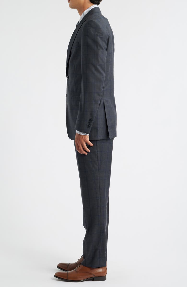 Peter Millar Flynn Classic Fit Grey Windowpane Check Wool Suit, Alternate, color, Charcoal