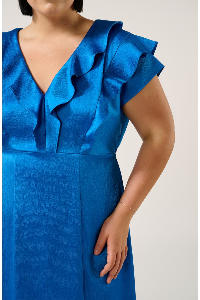 Poseidon Ruffle Trim Cocktail Dress, Alternate, color, COBALT