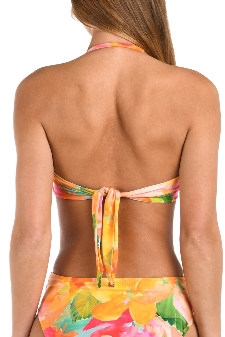 Utopia Twist Bandeau Halter Bikini Top, Alternate, color, YELLOW MULTI