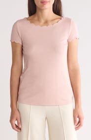 T Tahari Scalloped Knit T-Shirt